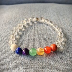 Bracelet 7 Chakras en Cristal de Roche : Harmonie, Équilibre et Énergie.